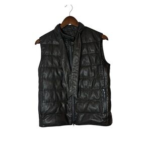 Brunello Cucinelli Green Quilted Leather Down Vest, Size 40